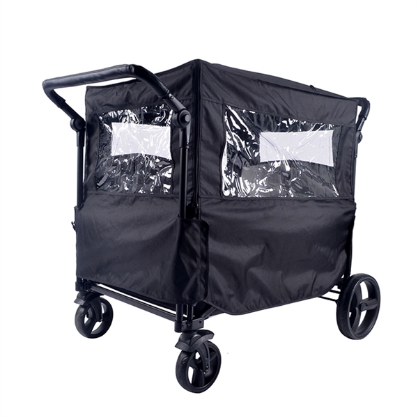 Babytrold Fun Trolley Regnslag m. vinduer - Sort