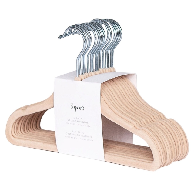 3 Sprouts Bøjlesæt i fløjl - Hasselnød - 20,5 x 29 cm
