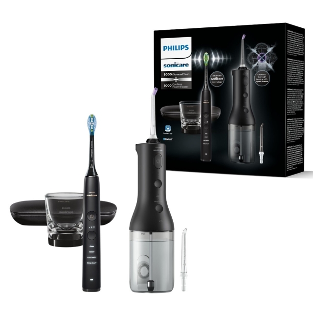 Philips Sort ledningsfri Power Flosser DiamondClean 9000 (HX3886/43)