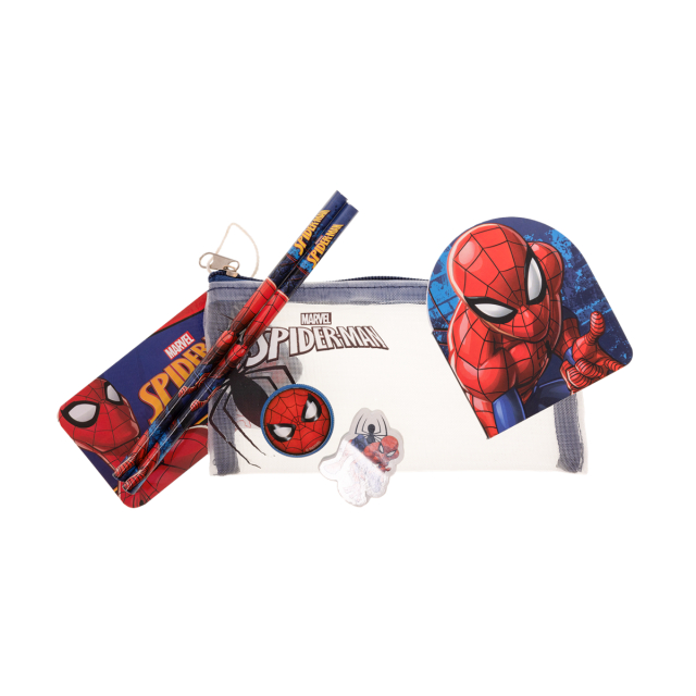 STOR Kids Licensing - Fyldt penalhus i mesh med papirvarer - Spiderman (017808156)