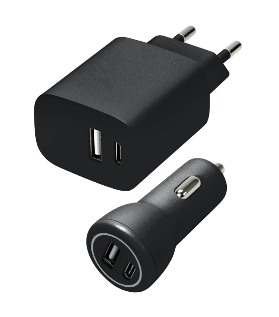 Speedlink Væg- og billader sæt USB-A & USB-C 15W, sort