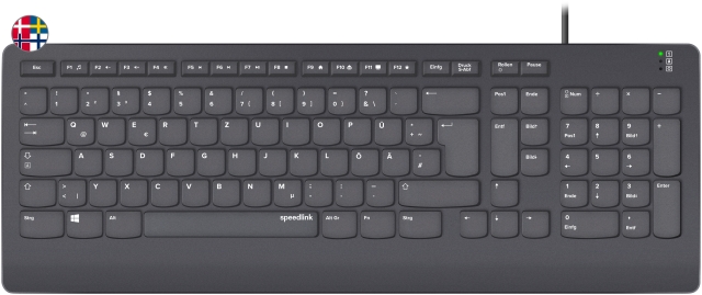 Speedlink HI-GENIC antibakterielt tastatur, sort - nordisk layout
