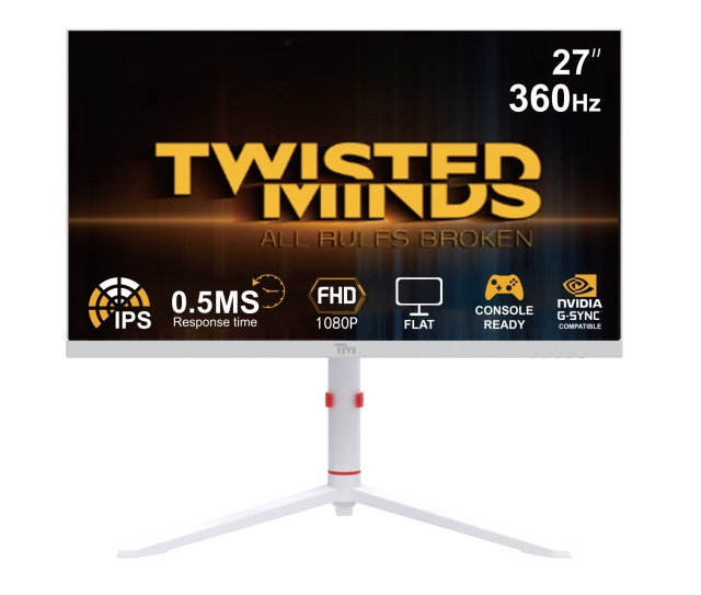 Twisted Minds Arctic Pro Series 27 FHD - 360HZ 0.5MS Fast IPS HDMI 2.1 Gaming Monitor - Hvid