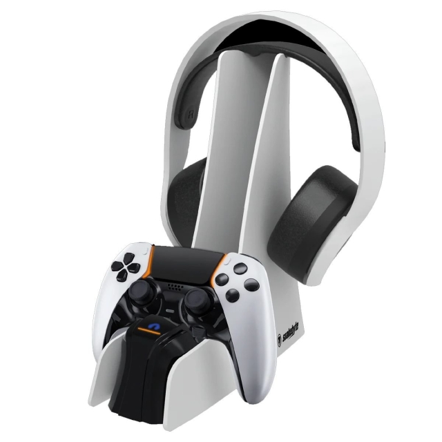 Snakebyte Dual Charge 5 og stander til headset (hvid) PS5