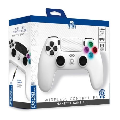 Trade Invaders Trådløs controller til PS4 med 3,5 mm jackstik - LED - Hvid
