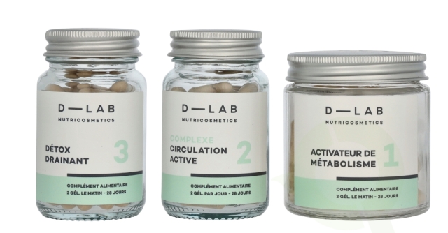 D-Lab Nutricosmetics D-Lab Action Capitions Set 3 piece Circulation Active 28 caps/Activateur De Metabolisme 28 caps/Detox Drainaint 28 caps