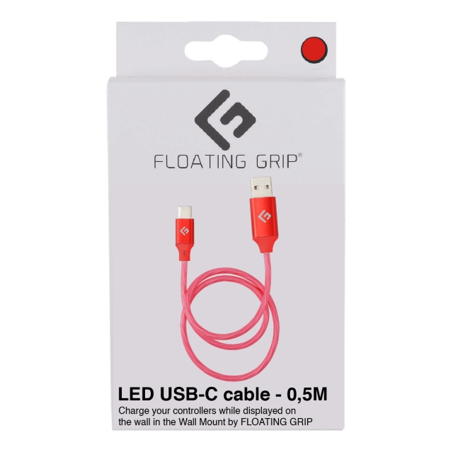 FLOATING GRIP 0,5M LED USB-C-kabel (rød)