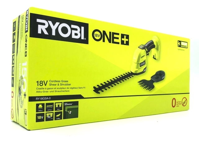 Ryobi RY18GSA-0 ONE+ 18V 2-i-1 græs-/hækkeklipper – Solo
