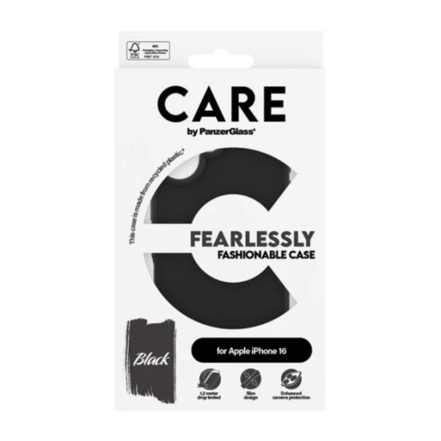 PanzerGlass CARE Fashionable Case til iPhone 16 Sort