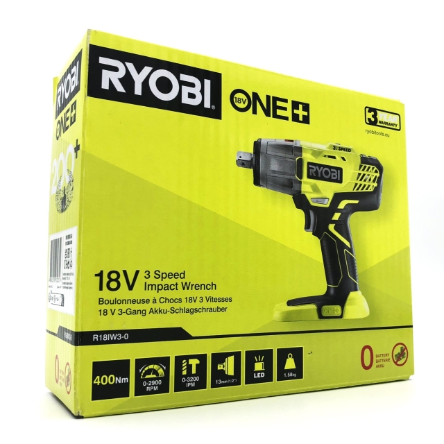 Ryobi One+ R18IW3-0 Slagnøgle Intet batteri 1/4 hexsokkel, 1/2 kvadratisk drev