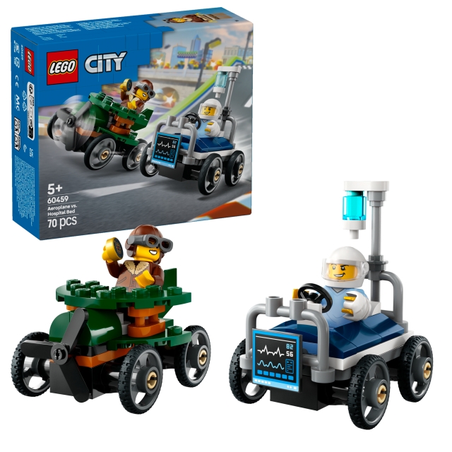 LEGO LEGO City - Pakke med racerbiler: Flyvemaskine vs. hospitalsseng (60459)