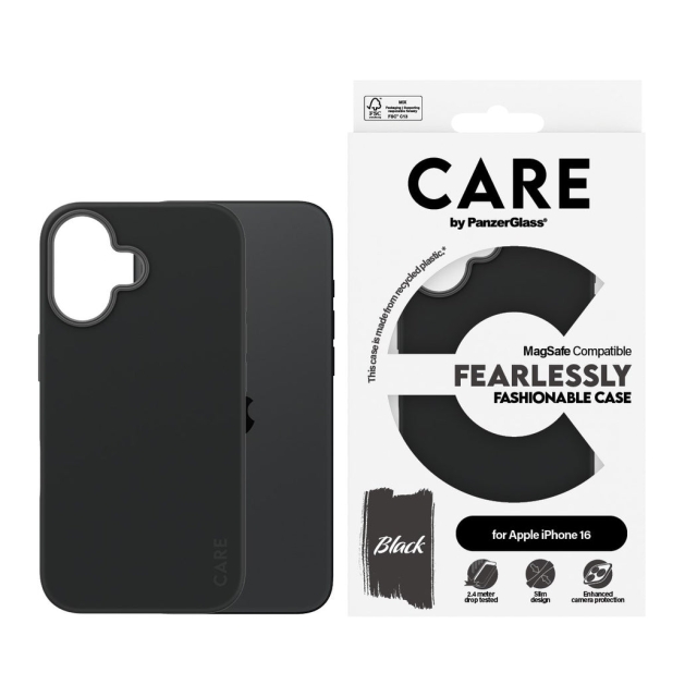 CARE by PanzerGlass - Etui - Sort m. MagSafe - iPhone 16