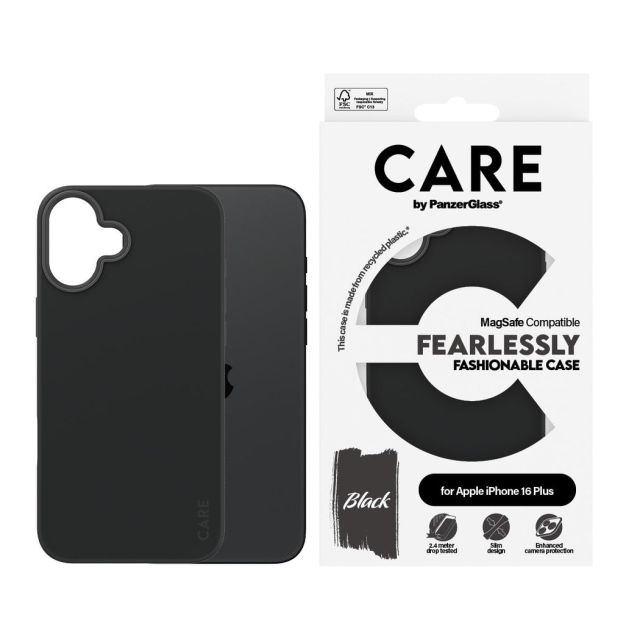 CARE by PanzerGlass - Etui - Sort - MagSafe - iPhone 16 Plus