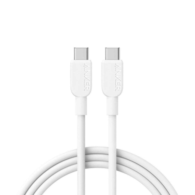 Anker USB-C til USB-C-kabel (3 ft, 240W, flettet) - hvid