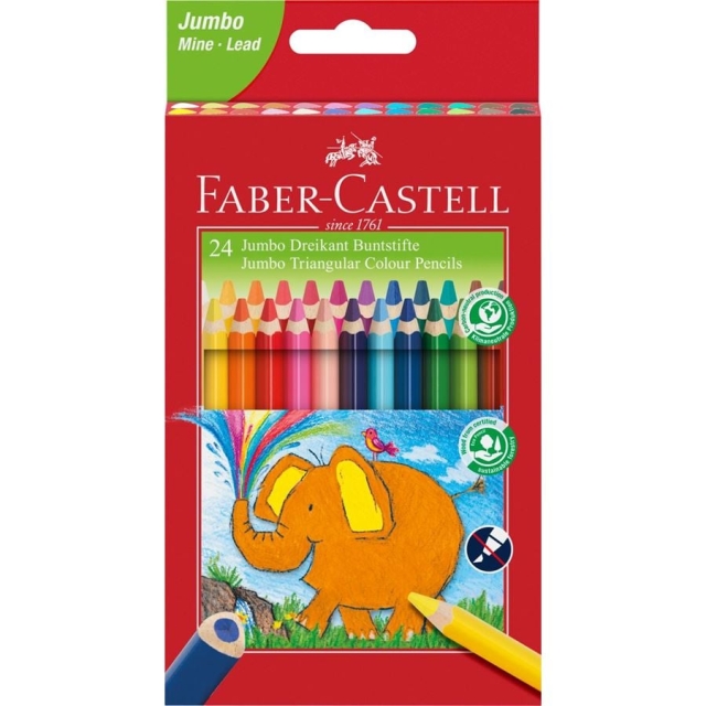 Faber-Castell Jumbo trekantede farveblyanter, etui med 24 stk (116524)