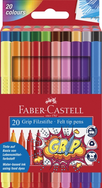 Faber-Castell Fiberpenne Grip Colour Marker sæt (20 stk.) (155320)
