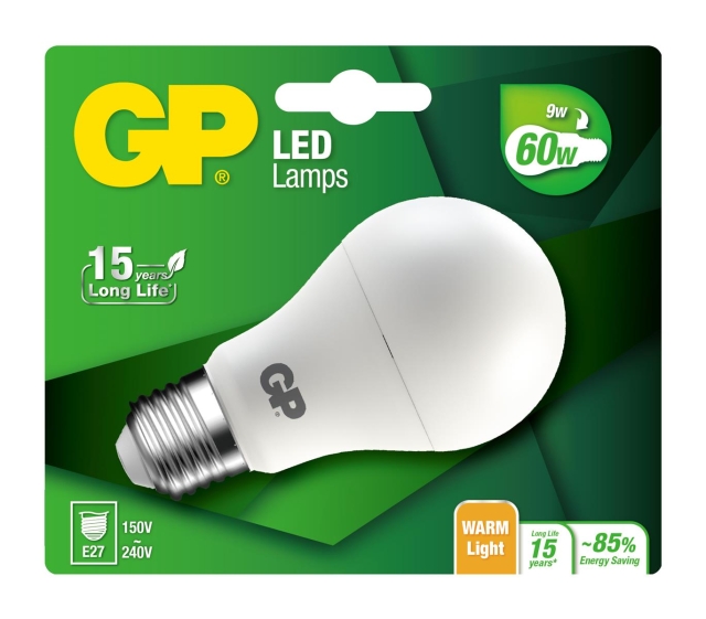 GP LED-lampe Classic, E27, 9W (60W), 806lm