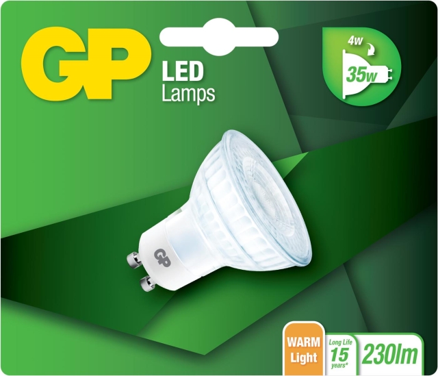 GP LED-lampe, GU10, 4W (35W), 230lm