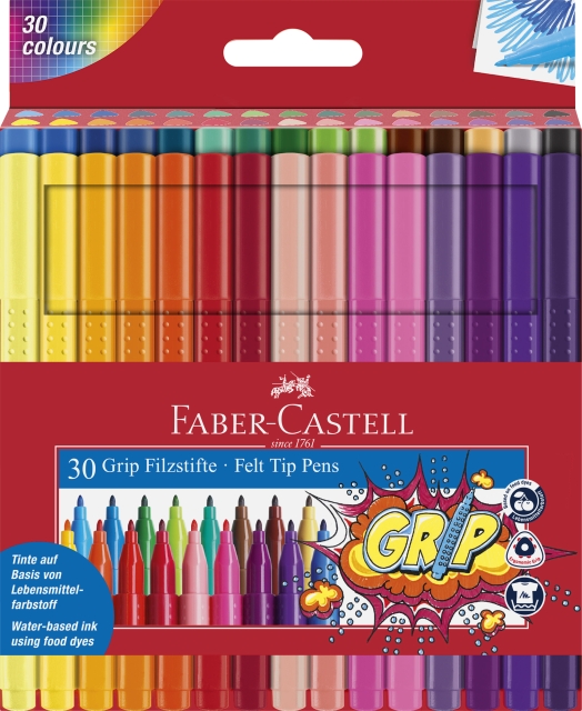 Faber-Castell Fiberpenne Grip Colour Marker sæt, 30 stk (155335)