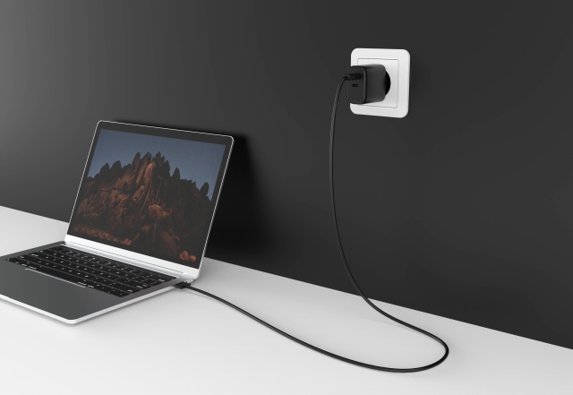 FoneKit GaN PD 65W AC-oplader, USB-C + USB-C, sort