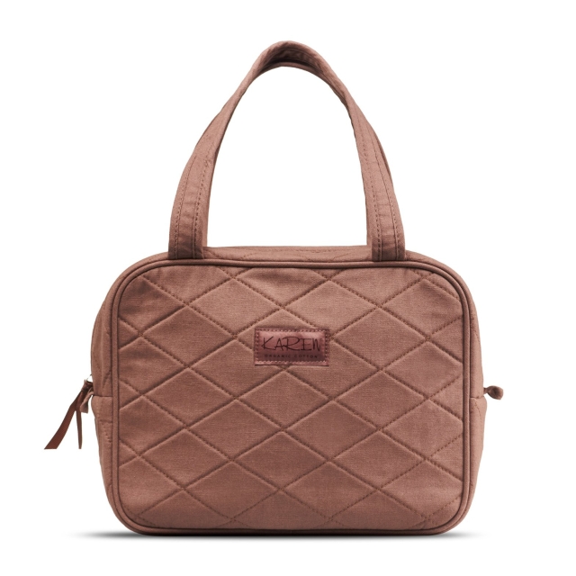 Karen Toilettaske med hank - Mocca quilt
