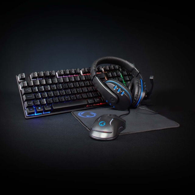Nedis Gaming Combo Kit | 5-i-1 | Tastatur, Headset, Mus og musemåtte | Sort | QWERTY | ND layout