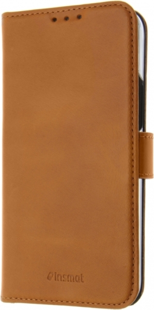 Insmat Exclusive Flip Case pungetui, iPhone 14 Plus, brun