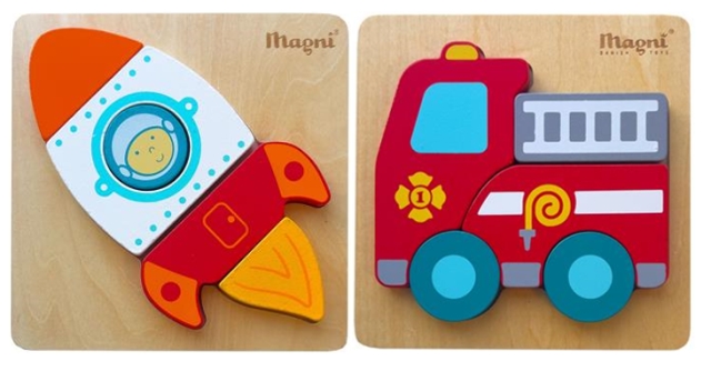 Magni Puslespil med brandbil og raket (3937)
