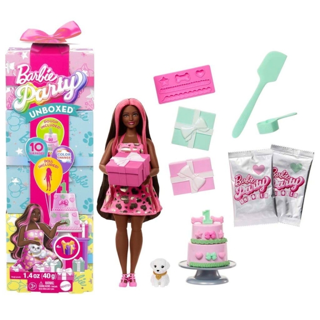 Barbie Party Unboxed sort dukke - (960-2524)