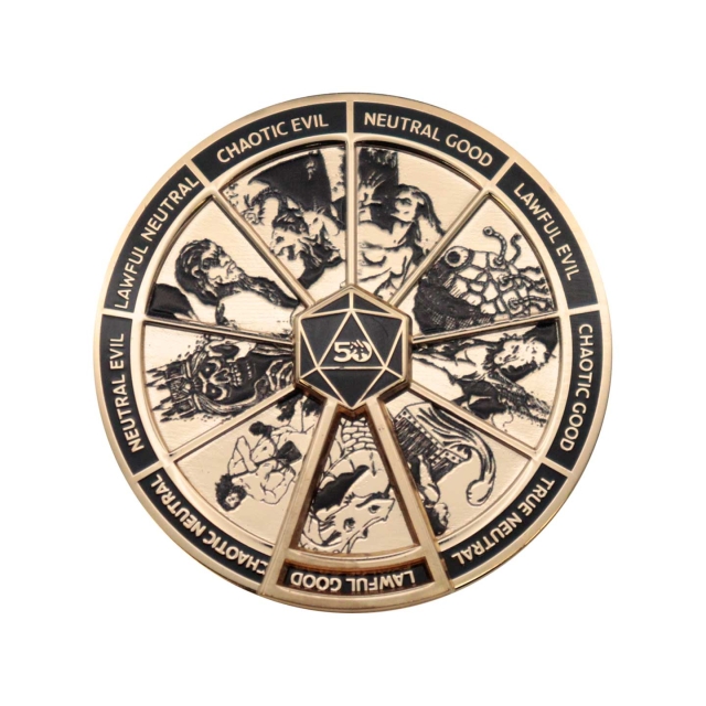 Dungeons & Dragons 24k guldbelagt Alignment Spinner Pin Badge