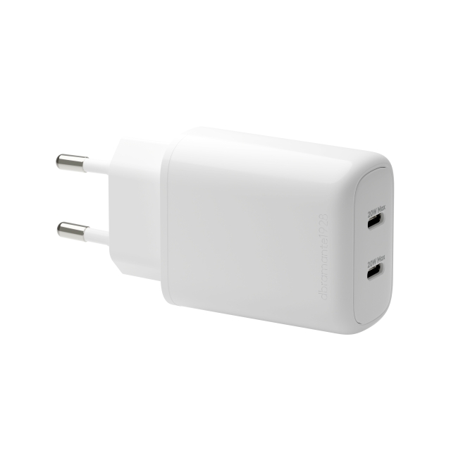 dbramante1928 Re-charge Pro - EU-vægoplader 2x USB-C 20W - Hvid