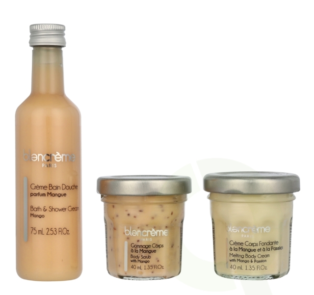 Blancreme Bath & Body Essentials Set 155 ml Bath & Shower Cream 75ml/Body Cream 40ml/Body Scrub 40ml - Mango & Passion