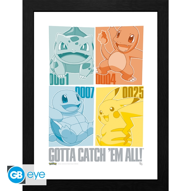 Abysse Indrammet print Pikachu & Kanto Starters - 30,5 x 40,6 cm