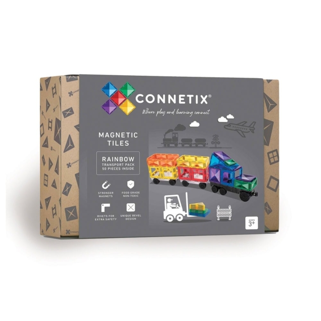 Connetix Transport Pack - Rainbow - 50 Pieces (CT-R-00050-TR)