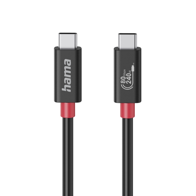 Hama Kabel USB-C USB 4.0 Gen4 80 Gbit/S 240W 1.0M Sort