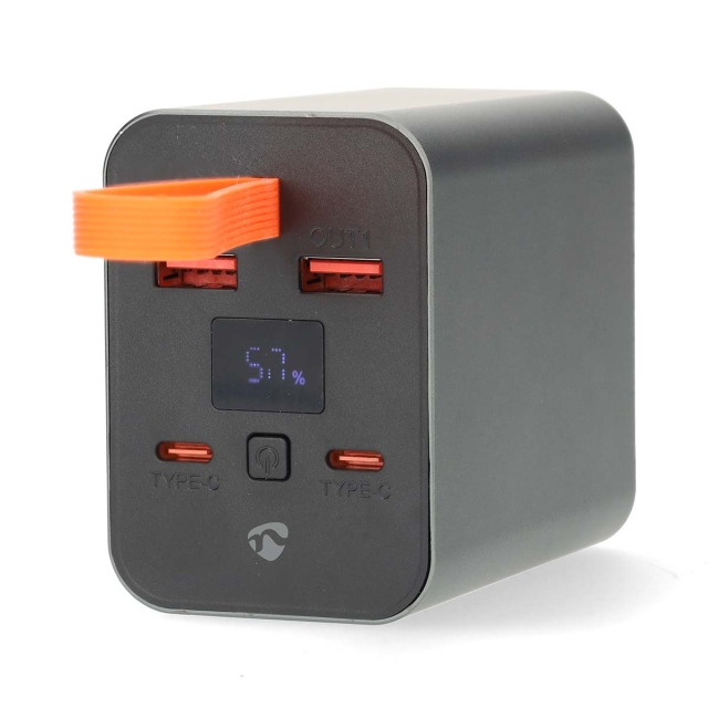 Nedis Powerbank | 30000 mAh | 1.5 / 2.0 / 3.0 / 5.0 A | Antal output: 4 | Output tilslutning: 2x USB-A / 2x USB-C™ | Input forbindels: 1x USB-C™ | PD3.0 100W / QC3.0 | Lithium-polymer | Display
