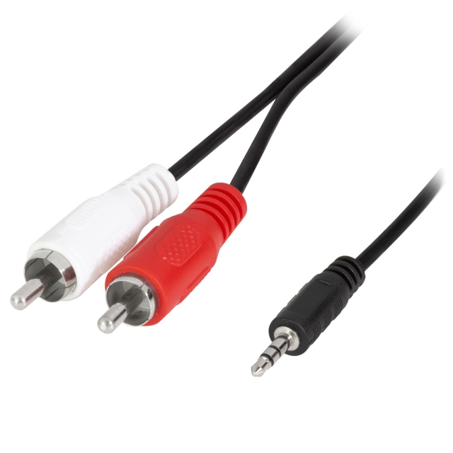 LogiLink Audiokabel 3,5mm-hane - 2 x RCA-hane 1,5m Svart