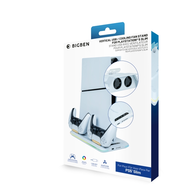 NACON Opladningsstation med ventilator RGB/USB-hub/ventilator, hvid PS5 Slim