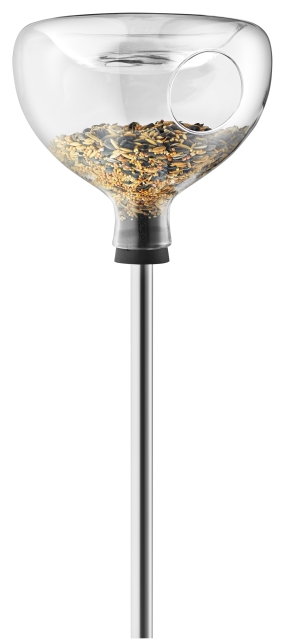 Eva Solo Fuglefoderautomat af glas med fuglebad