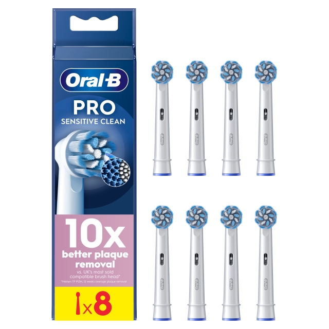 Oral B Pro Sensitive Clean Tandbørstehoveder - Hvid - 8 stk