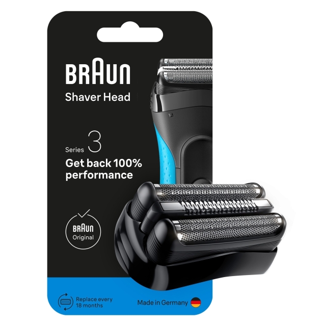 Braun Series 3 elektrisk barbermaskine ORIGINAL udskiftningshoved, 21B - Sort