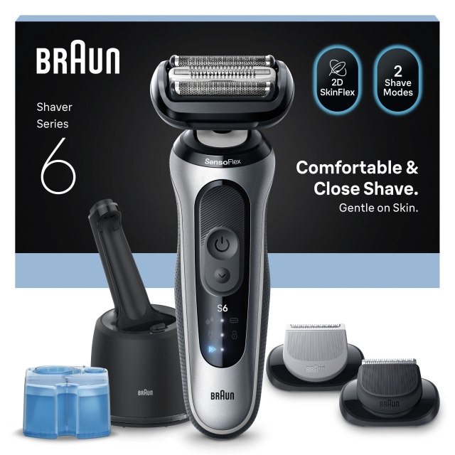 Braun Series 6 elektrisk barbermaskine - SmartCare Center +2 tilbehør - 62-S7650CC - Sølv