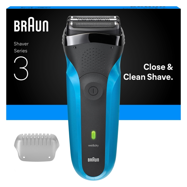 Braun Series 3 elektrisk barbermaskine, våd og tør, 310S - Blå