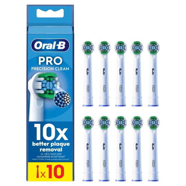 Oral B Pro Precision Clean Tandbørstehoveder - Hvid - 10 stk