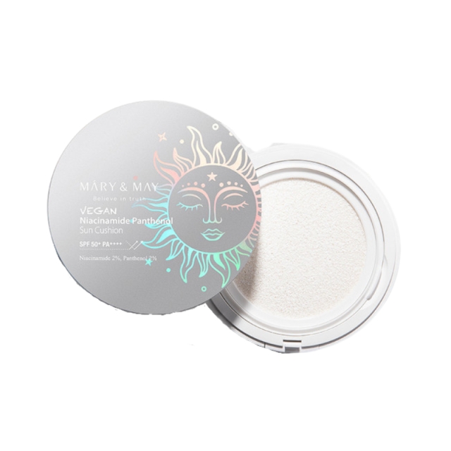 Mary&May Vegansk Niacinamid Panthenol Sun Cushion SPF50+ PA++++ - 25 g