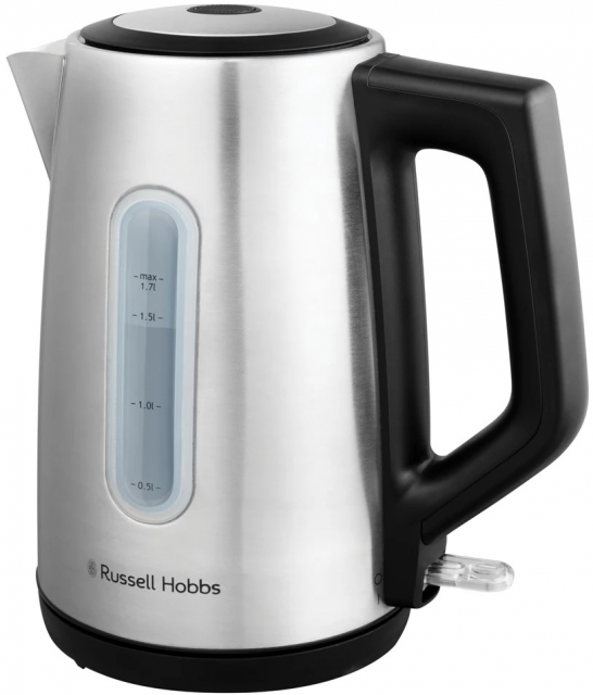 Russell Hobbs Heaton Brushed Kettle - børstet rustfrit stål med sorte detaljer - 1,7 l