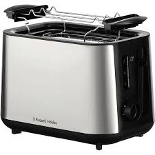 Russell Hobbs Heaton Brushed 2-Slice Toaster - børstet rustfrit stål og sort