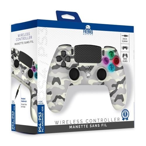 Trade Invaders Trådløs controller til PS4 med 3,5 mm jackstik - LED-hvid camouflage
