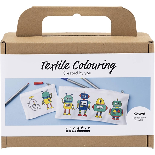 Creative Toys Creative - Mini Craft Kit Textile Colouring, Robot, primærfarver, 1 pakke - (977806)