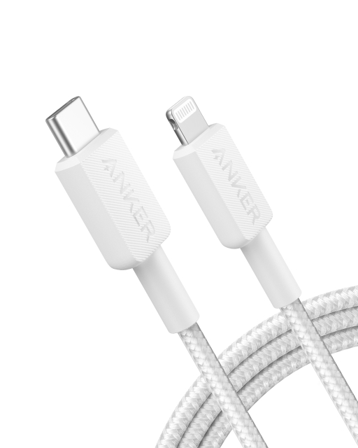 Anker 322 USB-C til Lightning-kabel (6 fod, flettet) - hvid